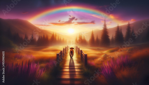 Beloved Dog Crosses Rainbow Bridge at Sunset