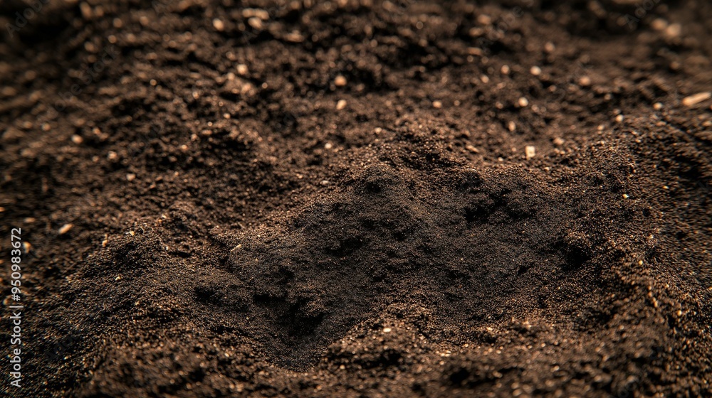 Close-up view of rich, dark soil with a textured surface. Close-up view of rich, dark soil with a textured surface.