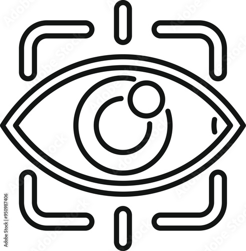 This icon represents the concept of eye recognition technology being used for security and identification purposes