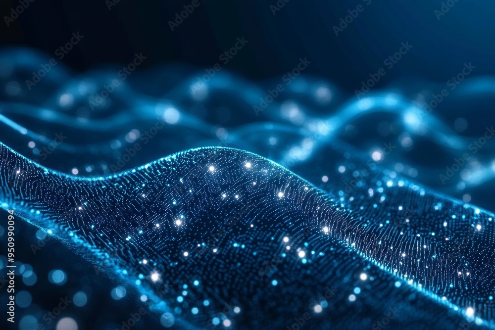 Abstract Blue Digital Waves with Sparkles Abstract Blue Digital Waves with Sparkles