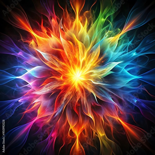 multi colored flame abstract black background photo