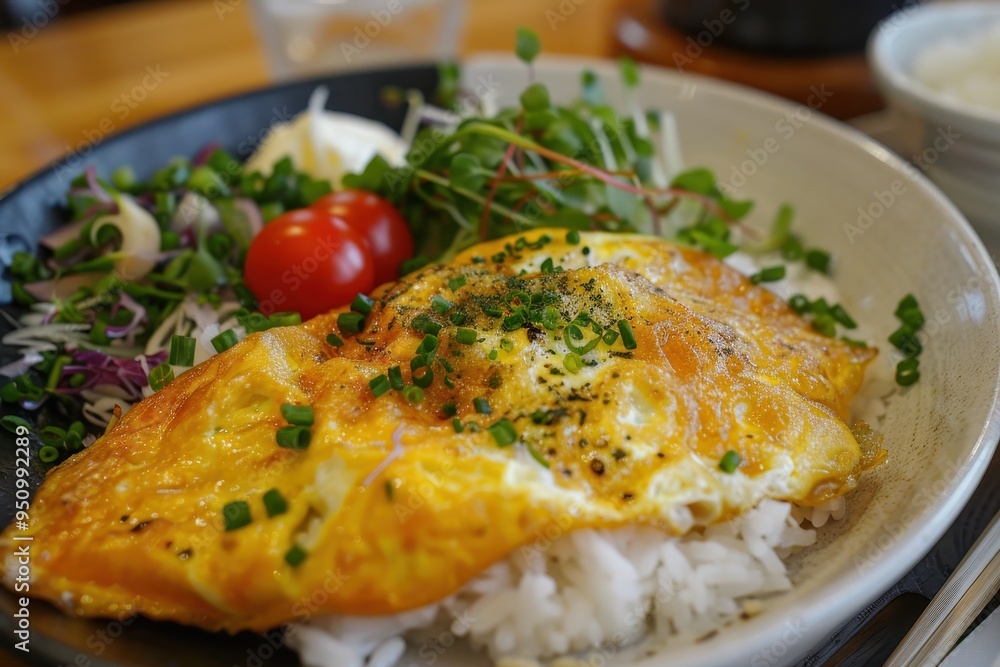 Japanese dish known as omurice an omelette rice dish Japanese dish known as omurice an omelette rice dish