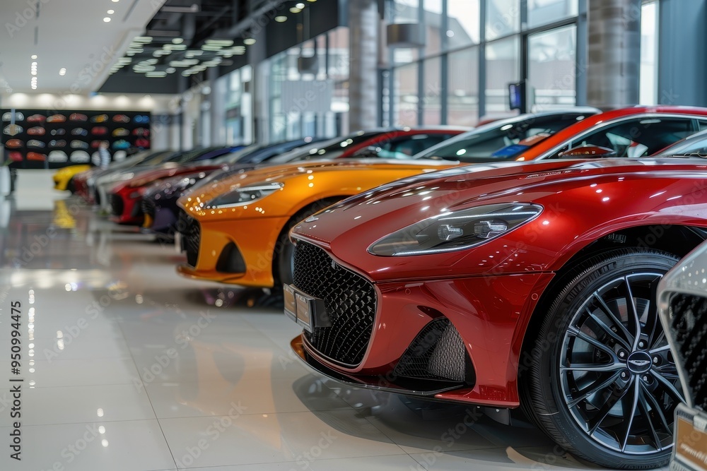 Luxury new cars on display at dealership for sale Luxury new cars on display at dealership for sale