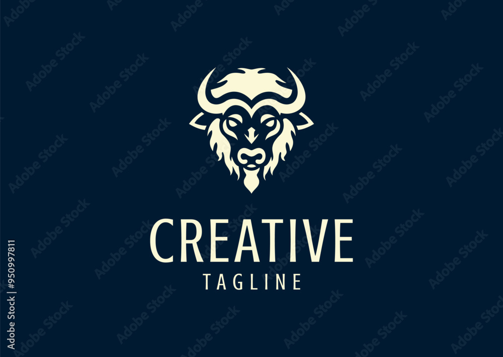 Fototapeta premium Vector illustration of Bison Head Logo Design