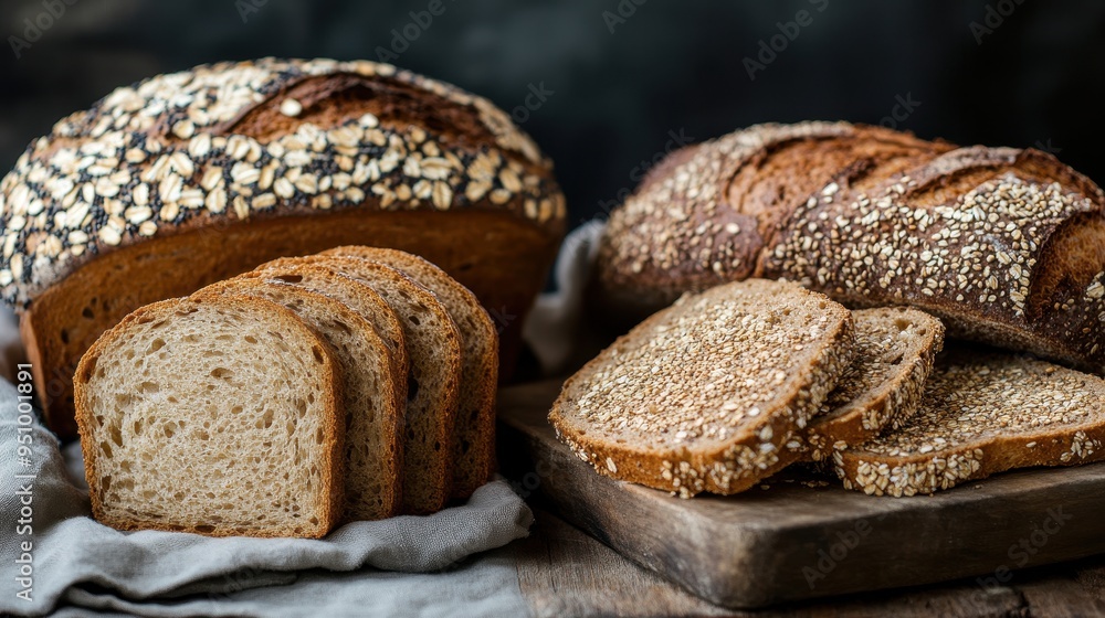 Artisanal Bread Loaves with Sesame Seeds Artisanal Bread Loaves with Sesame Seeds