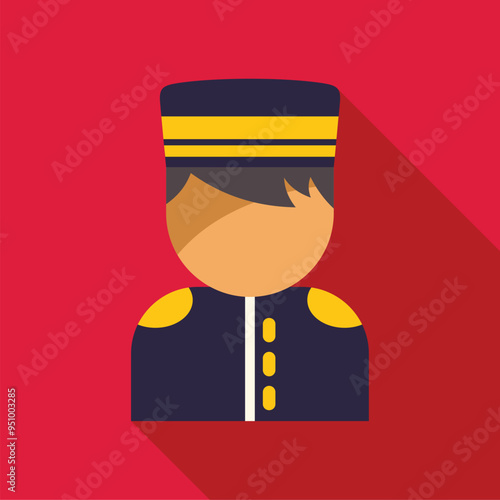 Simple vector illustration of a bellhop wearing uniform and standing at attention