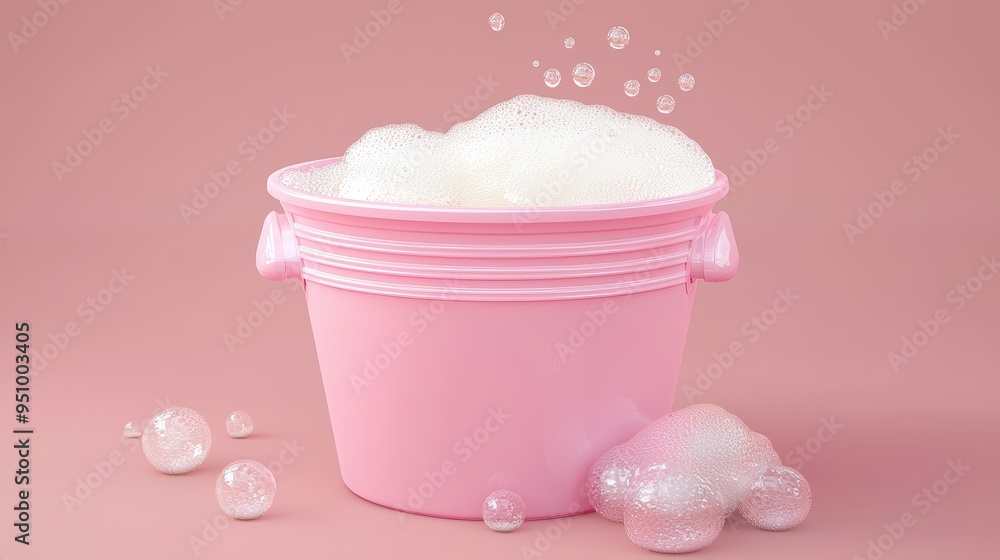 Pink bucket with bubbles Pink bucket with bubbles