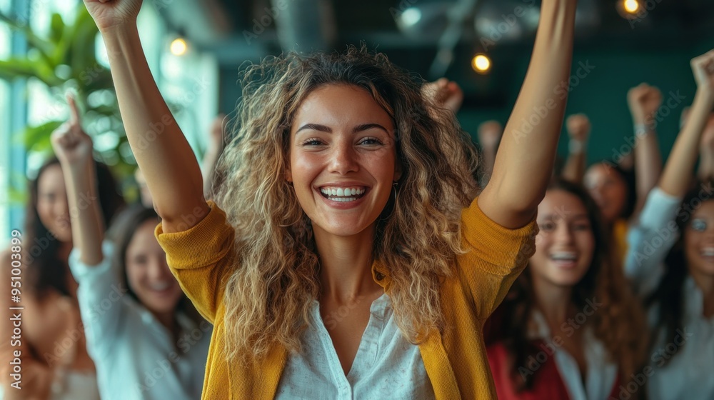 Fototapeta premium Group of Happy Women Celebrating Success