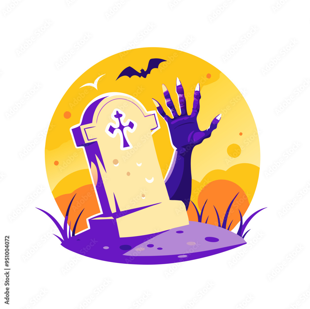 Zombie Hand Emerging from Grave, Halloween Zombie Hand Emerging from Grave, Halloween
