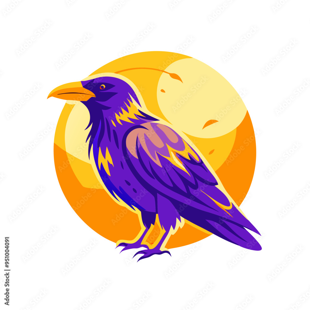 Fototapeta premium Raven on Branch, Halloween