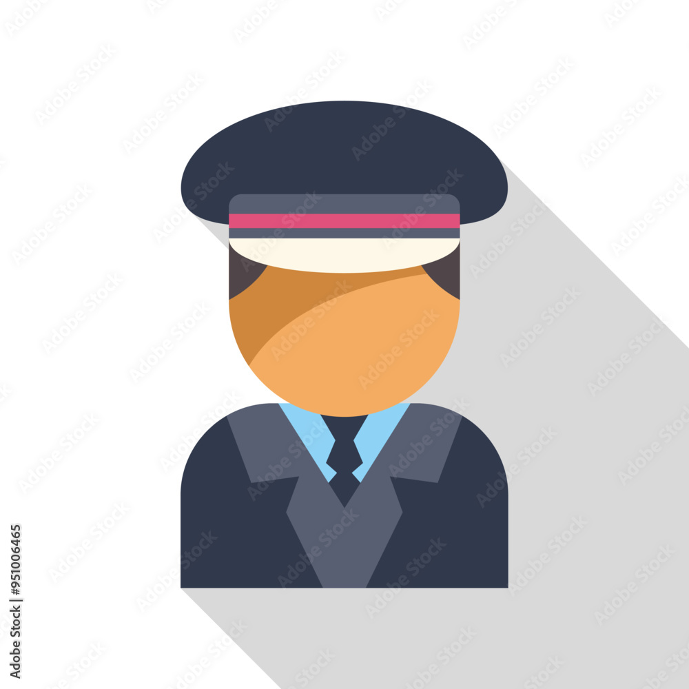 Chauffeur wearing a uniform and cap, long shadow design, transportation and driving concept Chauffeur wearing a uniform and cap, long shadow design, transportation and driving concept