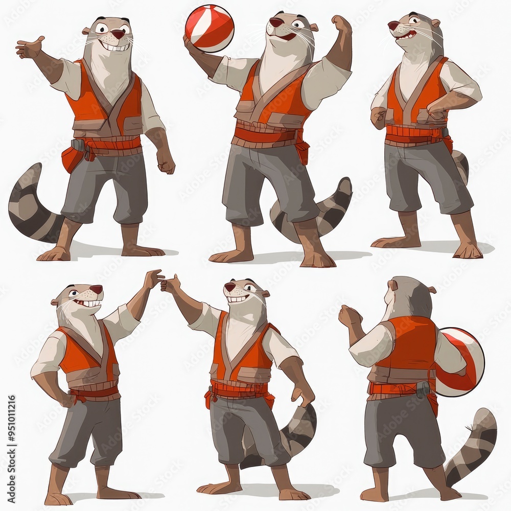 Cartoon Otter Poses Illustration Set Cartoon Otter Poses Illustration Set