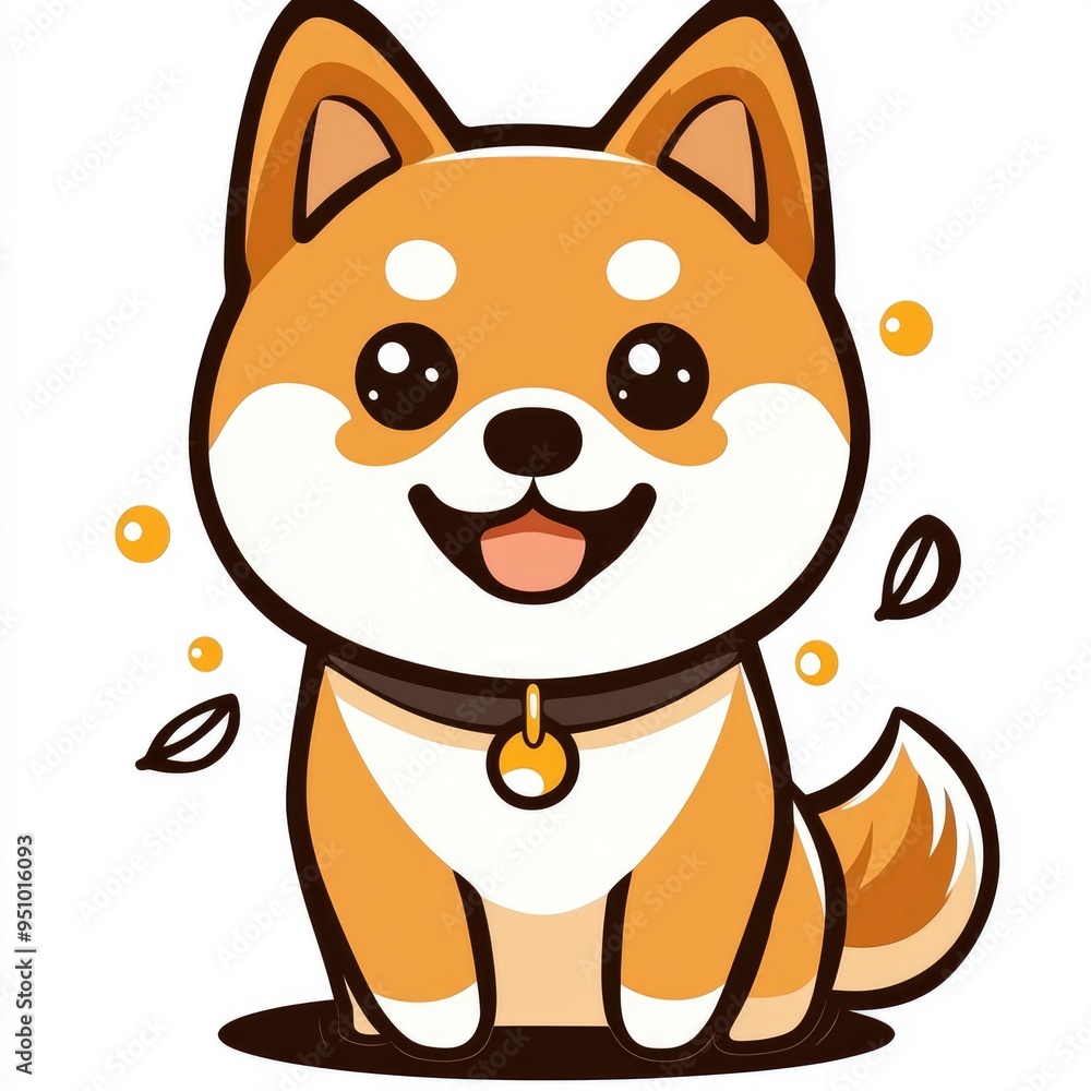 Cute Cartoon Shiba Inu Puppy with Big Eyes Cute Cartoon Shiba Inu Puppy with Big Eyes