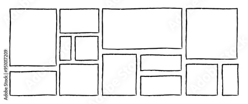 Rectangle Frames! Hand drawn pencil or chalk square borders, highlight elements (Full Vector)