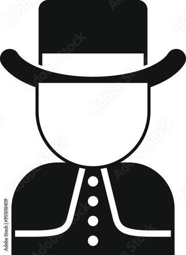Gentleman in traditional costume with top hat icon in simple style isolated on white background