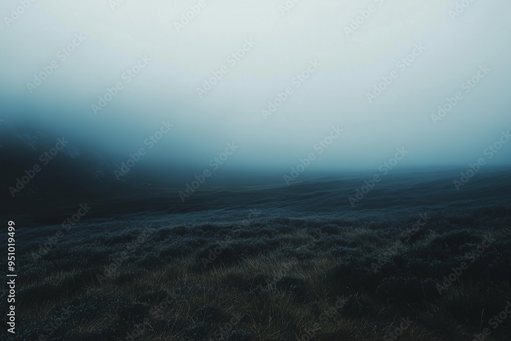 Mysterious Travels: Misty Fog Rolling Over the Moor in an Eerie Setting Mysterious Travels: Misty Fog Rolling Over the Moor in an Eerie Setting