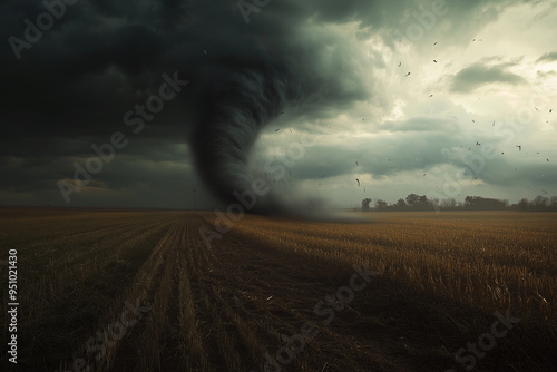 Storm Chaser's Dream: Tornado Twisting Through Farmland Captured in Stunning Detail photo