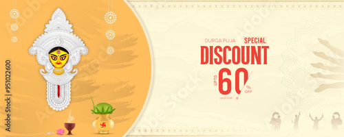 Durga Puja Sale, Banner, Vector Illustration Art, Durga Puja Banner, with, Durga Puja, Offer,
