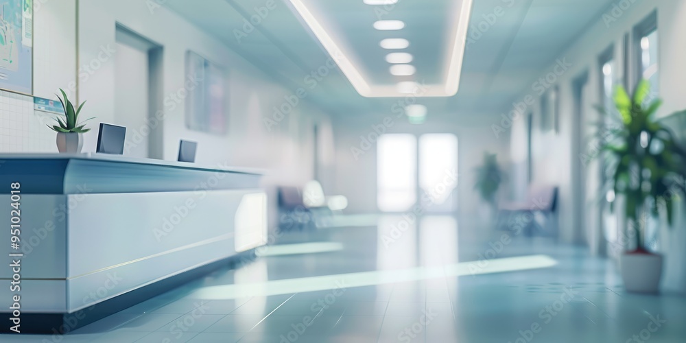 Soft and out-of-focus depiction of the nursing staff's workspace decor in the newly constructed medical facility. Soft and out-of-focus depiction of the nursing staff's workspace decor in the newly constructed medical facility.