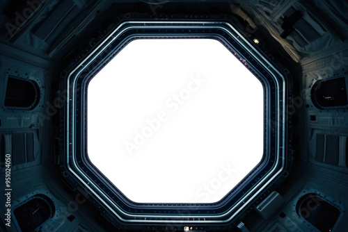Fototapeta Naklejka Na Ścianę i Meble -  PNG futuristic space station window mockup, transparent design