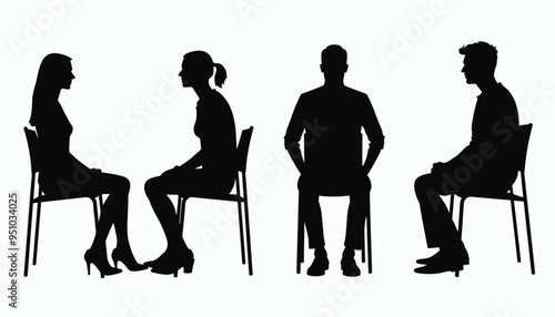 Silhouettes of people seated and facing each other, creating a sense of conversation and interaction.