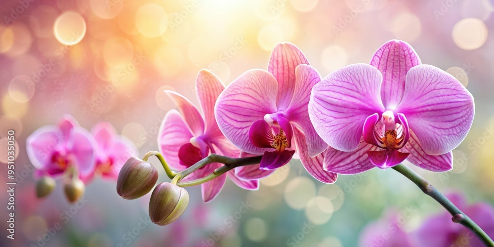 Close-up of a pink orchid in full bloom with a blurred square background and bokeh effect Close-up of a pink orchid in full bloom with a blurred square background and bokeh effect