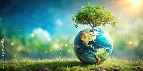 Fototapeta Naklejka Na Ścianę i Meble -  Earth Day concept with mixed media art showcasing environmental conservation and sustainability