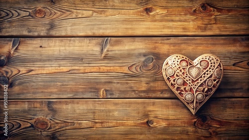 Vintage wooden background with a decorative heart, perfect for Valentine's Day or love-themed designs