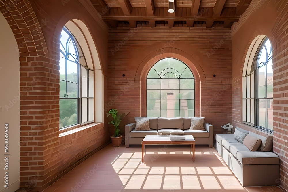 Room with a couch and window, providing a bright and airy atmosphere Room with a couch and window, providing a bright and airy atmosphere