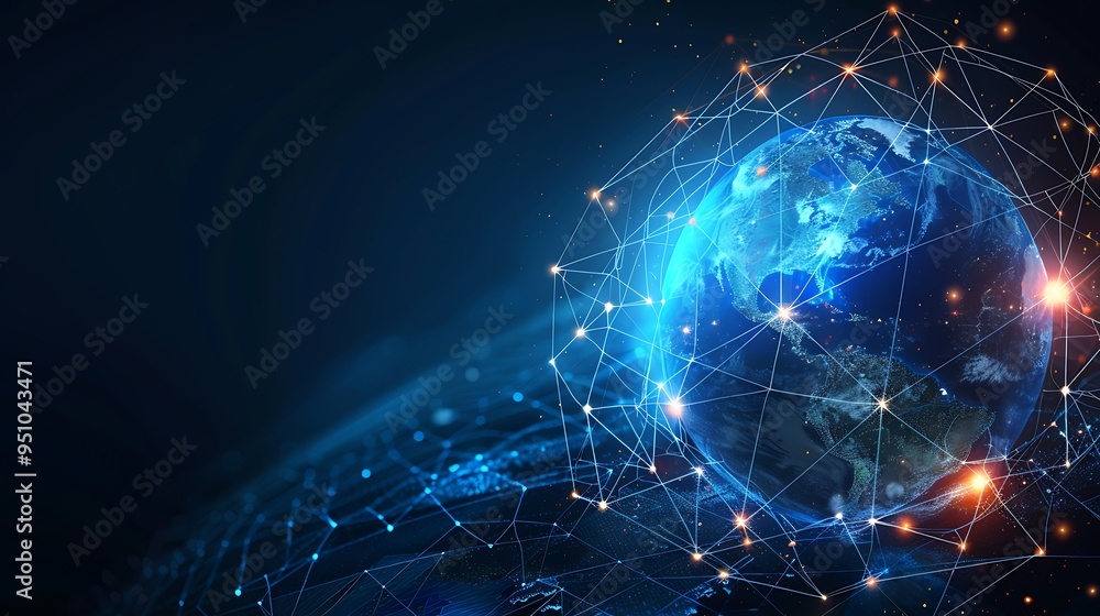Global Network Connection, Earth in Digital Web Global Network Connection, Earth in Digital Web