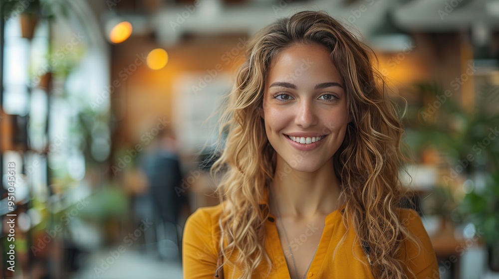 Professional Businesswoman Greeting Colleague with Handshake in Modern Office Setting Professional Businesswoman Greeting Colleague with Handshake in Modern Office Setting