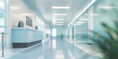 A gentle and obscured representation of the nursing staff's workspace decor in the recently constructed medical facility.