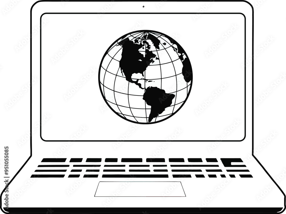 globe on laptop screen as a symbol of the world in one device globe on laptop screen as a symbol of the world in one device