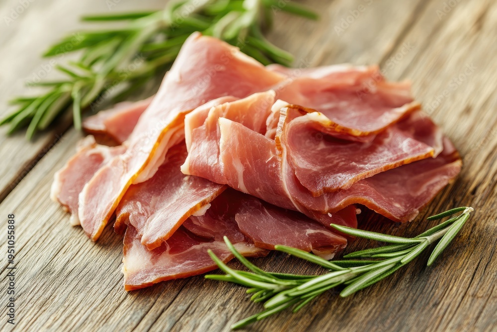 Sliced bacon on a wooden background. Perfect for adding a touch of deliciousness to your culinary projects. Sliced bacon on a wooden background. Perfect for adding a touch of deliciousness to your culinary projects.