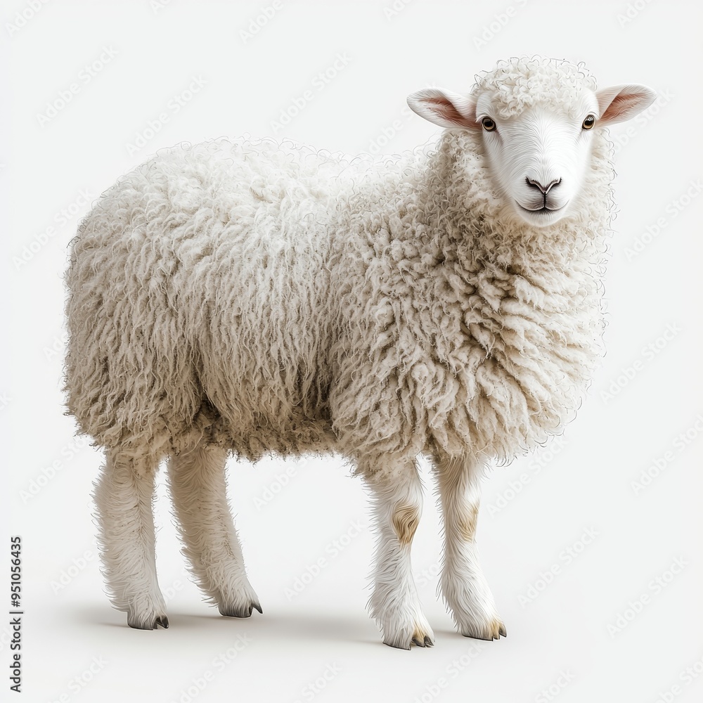 Fluffy white sheep, farm, animal, cute, clipart, white background, high quality Fluffy white sheep, farm, animal, cute, clipart, white background, high quality