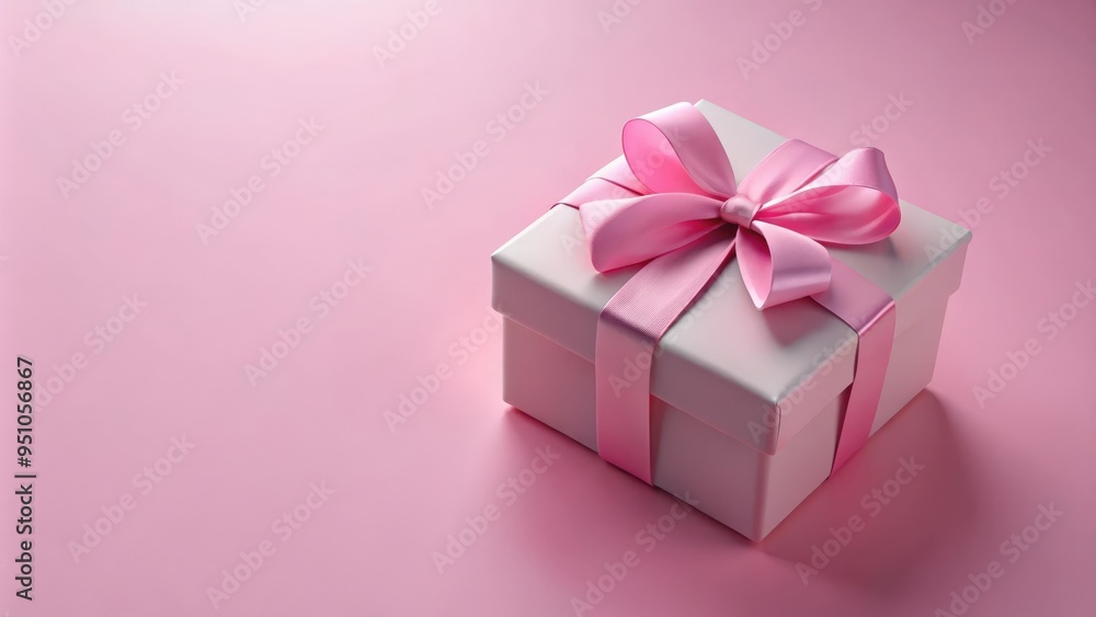 Pink pastel color present box with ribbon and bow on isolated background, rendering Pink pastel color present box with ribbon and bow on isolated background, rendering