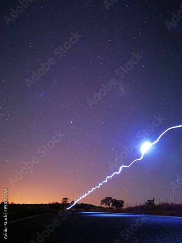 lightpainting on the road city landscape