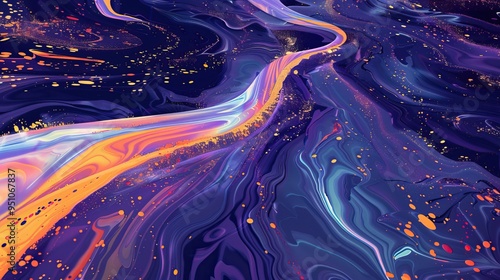 Abstract Swirling Colors with Golden Specks photo