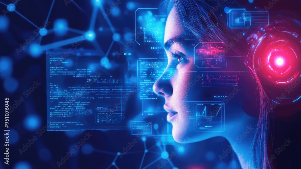 A student using AI-based software to receive personalized feedback, reflecting the impact of technology on education. A student using AI-based software to receive personalized feedback, reflecting the impact of technology on education.
