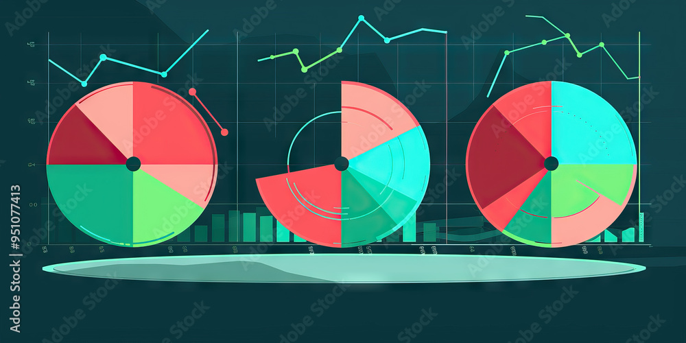 Financial Performance Dashboard: A series of pie charts in different ...