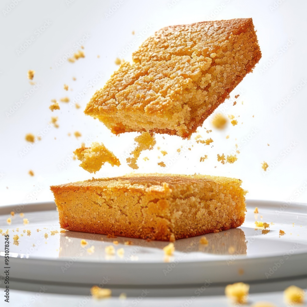 a piece of cake is falling off of a plate a piece of cake is falling off of a plate