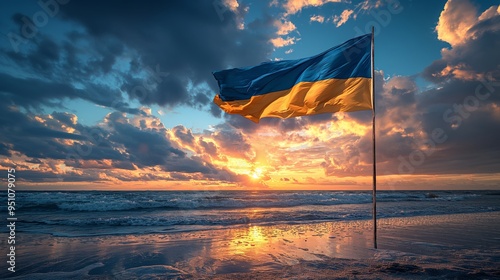 Flag of Ukraine waving in the wind. Ukraine flag. UA flag