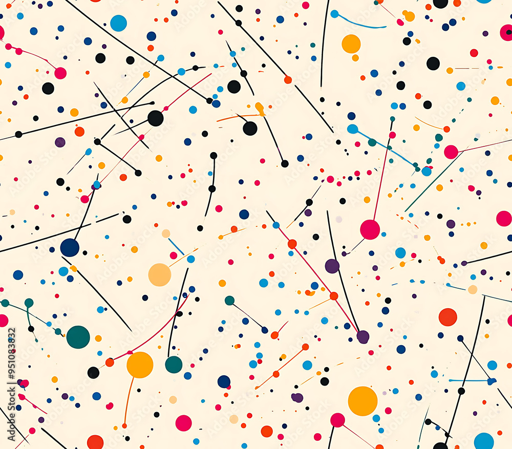 7. Chaotic design featuring scattered dots, lines, and splashes of bright colors on a neutral beige background 7. Chaotic design featuring scattered dots, lines, and splashes of bright colors on a neutral beige background
