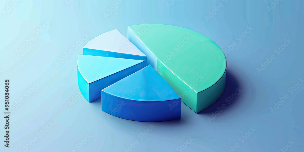 Obraz premium A minimalist pie chart comparing customer demographics before and after a targeted marketing campaign, in blue and green segments.