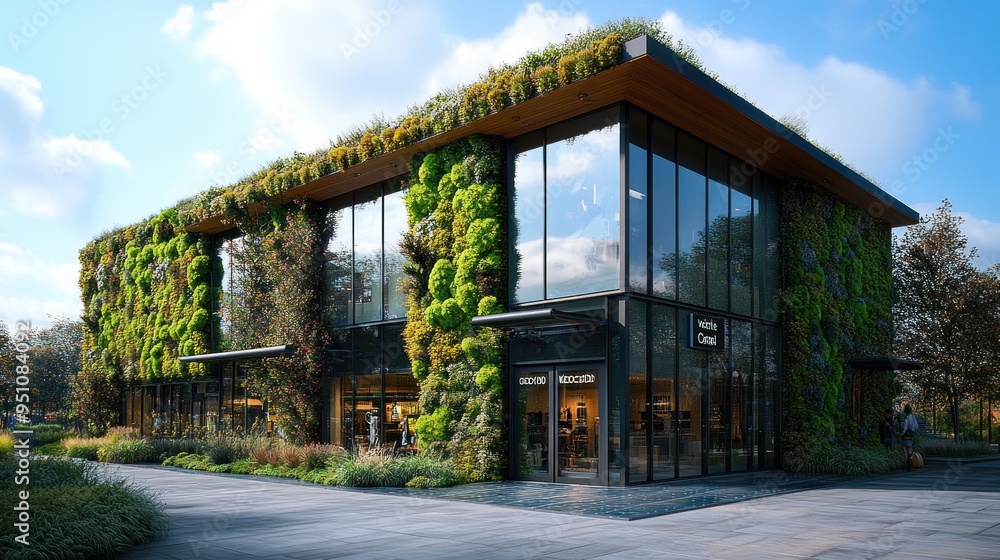 Modern Building with Green Wall Modern Building with Green Wall