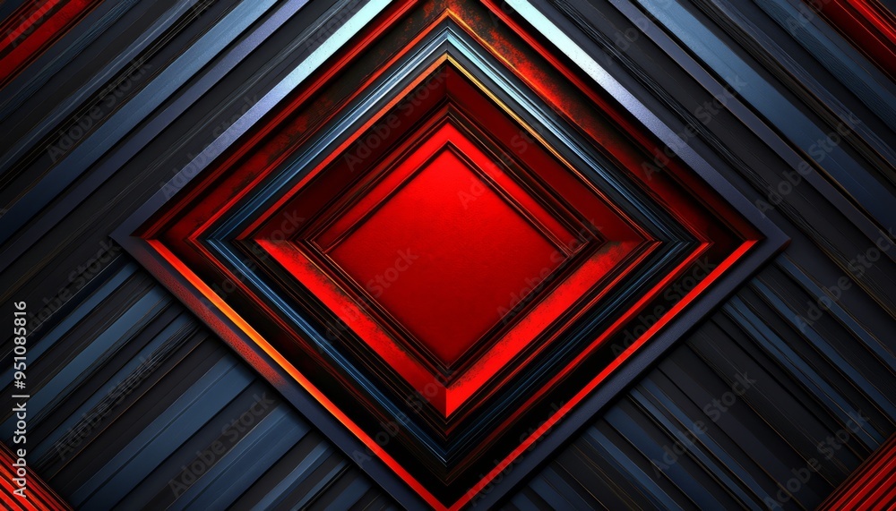 Obraz premium Red and Blue Geometric Abstract Pattern with Diagonal Stripes