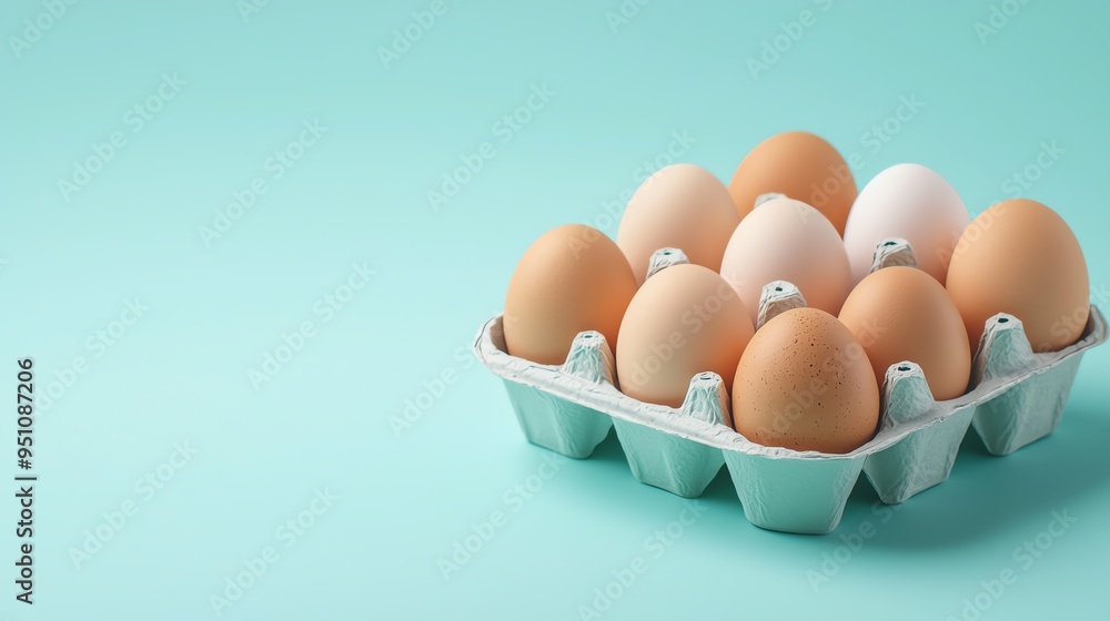 Organic egg carton, fresh eggs and natural packaging, 3D illustration Organic egg carton, fresh eggs and natural packaging, 3D illustration