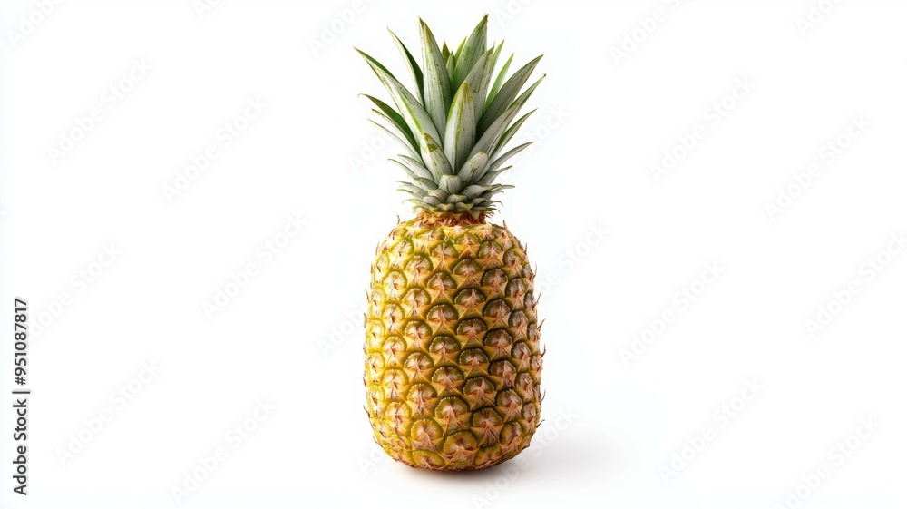 A single pineapple sits on a white background A single pineapple sits on a white background