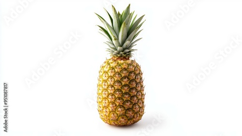 A single pineapple sits on a white background