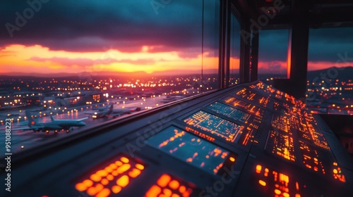 Air Traffic Control Tower Sunset View photo